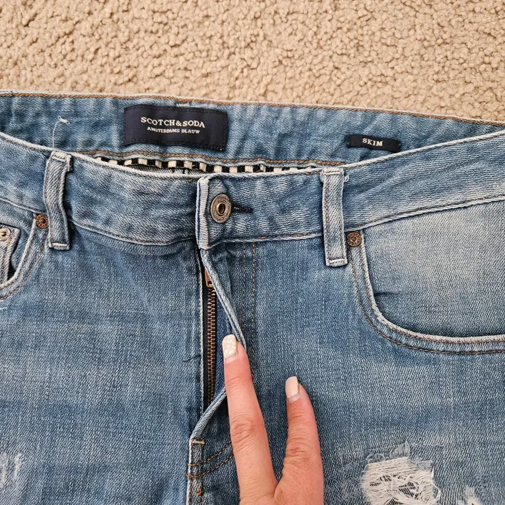 Scotch & Soda Distressed Skim Denim Jeans 33x31